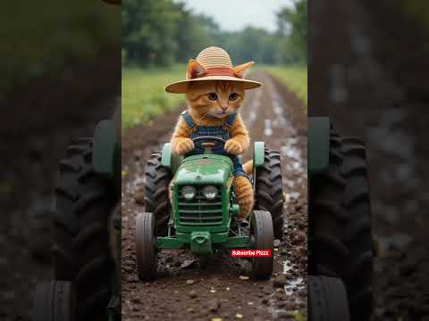 Cute Cat Driving Tractor ❤️🥰 #cats #catvideos #catlovers #meow #catshorts #shorts #virals