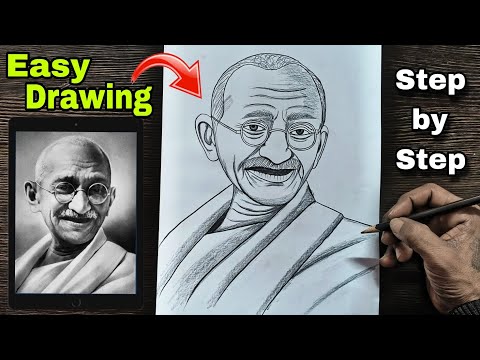 mahatma gandhi drawing | how to Draw  mahatma gandhi | republic day drawing