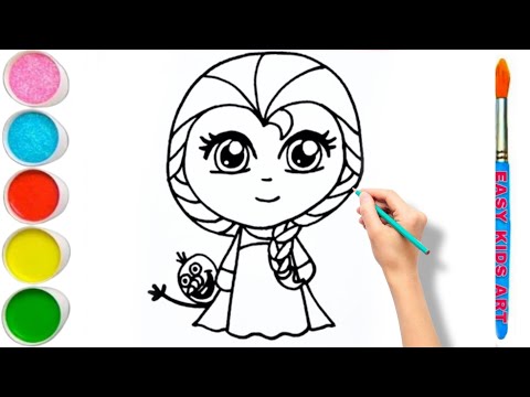 How to Draw Baby Elsa from Disney - Cute Baby Elsa Drawing for Kids