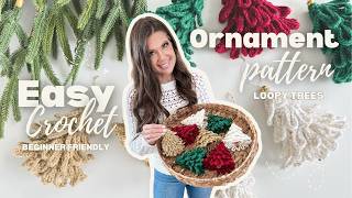 Ornament Loopy Trees Crochet Tutorial | Easy DIY Christmas Tree Decorations
