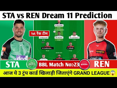 STA vs REN Dream 11 Prediction| STA vs REN Dream 11 Team| STA vs REN Team Comparison|