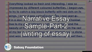Narrative Essay Sample-Part-2 (writing of essay)