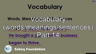 Vocabulary (words/meanings/sentences) Part 14