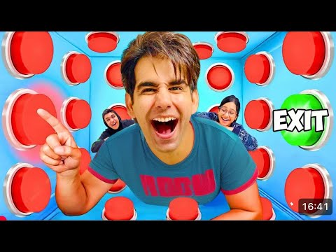 100 Mystery Buttons.. Only 1 will Let you ESCAPE this BOX | Rimorav Vlogs