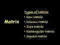 Matrix Concepts and Properties