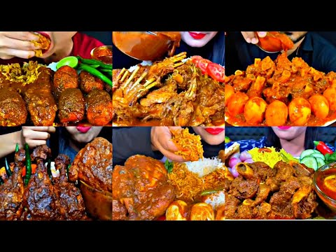 ASMR EATING SPICY CHICKEN CURRY, MUTTON CURRY, EGG CURRY | BEST INDIAN FOOD MUKBANG |Foodie India|