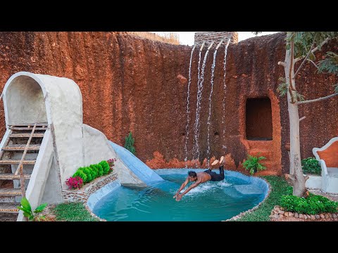 100 Days How I Build an Abandoned Swimming Pool and Tunnel underground House with Waterslide Park