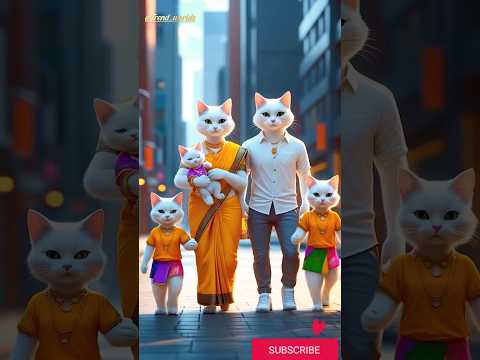 Cute cat family walking road show with their kitchen's#cat #cute #family #shorts