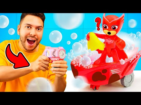 ¡Limpiamos el coche de Owlette! PJ Masks para niños. Coches de los Héroes en Pijamas