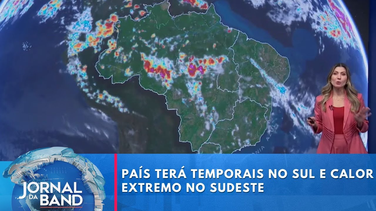 Frente fria provoca temporais no Sul e calor extremo no Sudeste | Jornal da Band