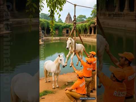Horse fell into a well in the forest and was saved by the rescue team 😭 #ai #horse