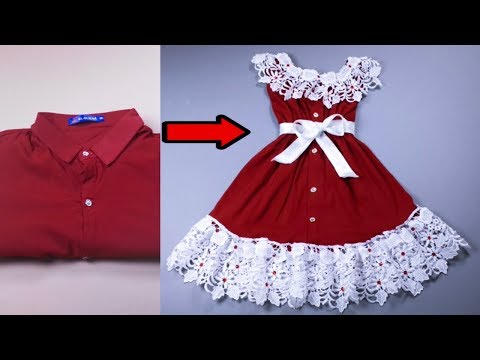 أسهل طريقه لتحويل قميص قديم الى فستان
