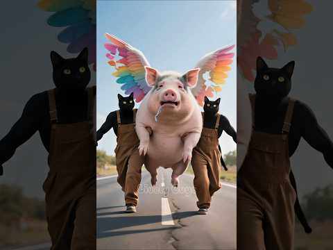 When a Kitten Rescues a Flying Pig.🐱❤️