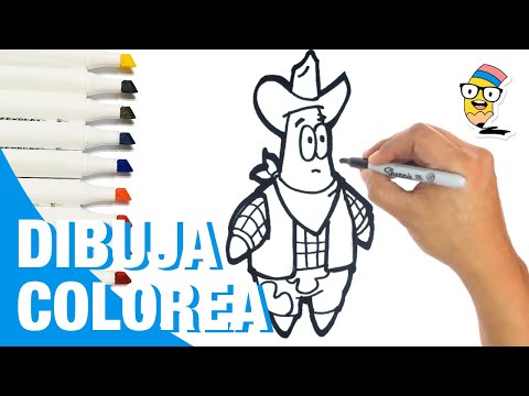 Como dibujar a PATRICIO Vaquero 🤠 Amigo de Bob Esponja 🌟✍️ | dibujos para niños