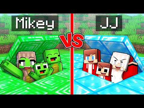 Mikey Family Emerald vs JJ Family Diamond BASE in Minecraft (Maizen)