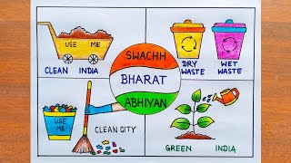 Swachh Bharat Abhiyan Drawing/ How to Draw Clean India Poster Easy Step by Step/ Clean India Drawing