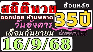 สถิติหวย ย้อนหลัง35ปี งวด16/9/68(งวดก่อนออกตรงๆ)คัดเฉพาะ! ออกวันอังคาร เดือนกันยายน ออกบ่อยที่สุด!!
