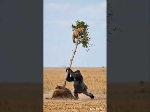 나무 위로 피한 표범의 최후~ #wildlife #animals #동물의왕국 #고릴라 #표범 #animalworld