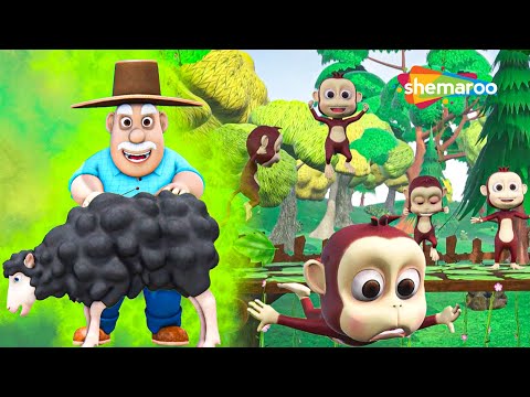 Five Little Monkey  + Baa Baa Black Sheep 3D  Nursery Rhymes for Kids