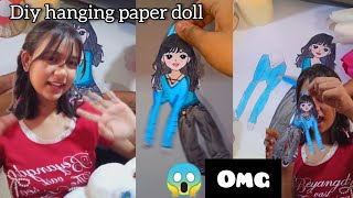 Turning myself into hanging paper doll😱🎀#art #diy #handmade 