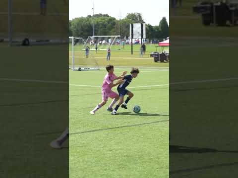 Thiago Messi and Jackson Ray (67) going at it at MLS NEXT CUP