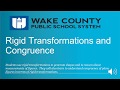 Rigid Transformations and Congruence in Geometry
