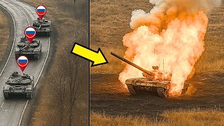 Trapped and Targeted: Ukrainian Drones Obliterate Russian Tanks One by One