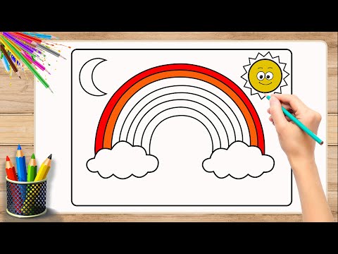 How to Draw and Colour a Rainbow | Easy Drawing for Kids, Toddlers #drawingtutorial #art #digitalart