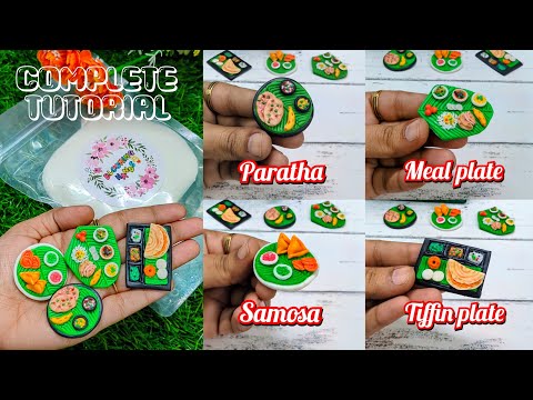 Miniature Banana Leaf Food Plate Fridge Magnets Making With Clay🫰💕🥰 Blooming Hands Air Dry Clay💃🥰💃