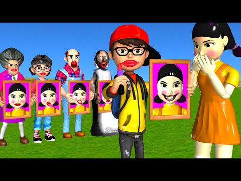 Scary Teacher 3D vs Squid Game Paint Recover Lips Squid Girl Nice or Error 5 Times Challenge