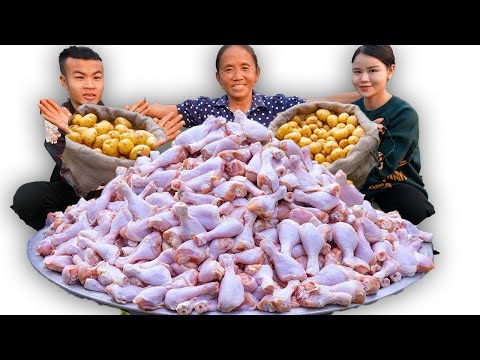 Bà Tân Vlog - Lần Đầu Làm Mâm Đùi Gà Nướng Khoai Tây Dưới Lòng Đất Khổng Lồ