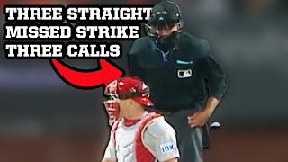 Umpire misses three strike three calls to gift the Giants a lead over the Phillies, a breakdown