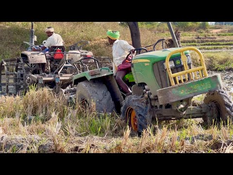 John Deere tractor stuck in mud Rescued by Eicher tractor | tractor |