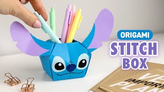 Оригами Коробочка Стич из бумаги | Подставка для карандашей | Origami Paper Box Stitch
