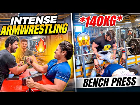 INTENSE ARMWRESTLİNG SESSION | 140kg BENCH PR 😱🔥