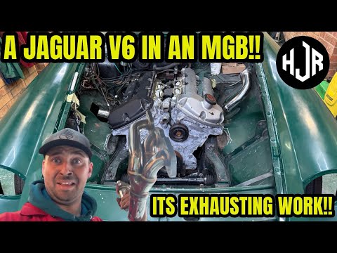 I TRY TO CRAM IN SOME EXHAUST MANIFOLDS ON MY JAGUAR AJ30 V6 MGB CONVERSION!!
