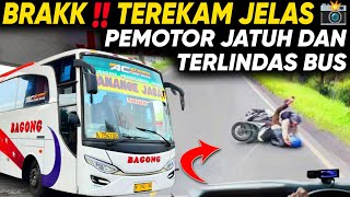 "BRAKKK ‼️ TEREKAM KAMERA 🔥 PEMOTOR JATUH TERLINDAS BUS DI DEPAN MATA" Trip Report Naik Bus BAGONG