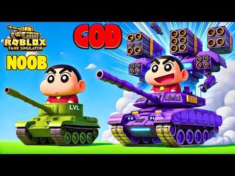 SHINCHAN Upgrading a NOOB Tank TO A SUPER PRO TANK with CHOP in TANK SIMULATOR ROBLOX