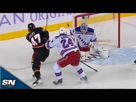 Flames' Connor Zary Beats Rangers' Igor Shesterkin With Tough Top-Corner Snipe