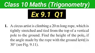 Class 10 maths ex 9.1 q1 | Class 10th Trigonometry | Ncert Maths class 10 | Heights and Distances