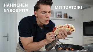 Hähnchen Gyros Pita mit Tzatziki