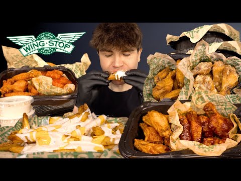 ASMR MUKBANG EXTRA WINGSTOP CHICKEN WINGS VOODOO FRIES RANCH CORN | WITH CHEESE & RANCH