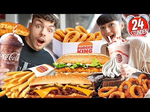 Wir LEBEN 1 Tag lang nur von BURGER KING (Extrem viele Kalorien 🤯) mit meiner Freundin