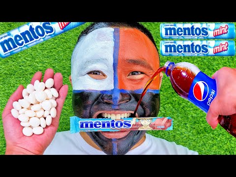 Coca Cola,Fanta,Mtn Dew,Pepsi,Sprite and mouth vs Mentos in Big Underground|Different color snacks