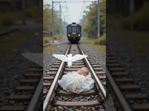 Pigeon rescued cute baby in railway track #story #animals #aishorts #cute #trend