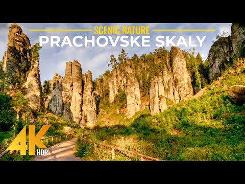 4K HDR Prachovske skaly of Czech Republic - Nature Walk with Real Sounds + Stunning Aerial Views