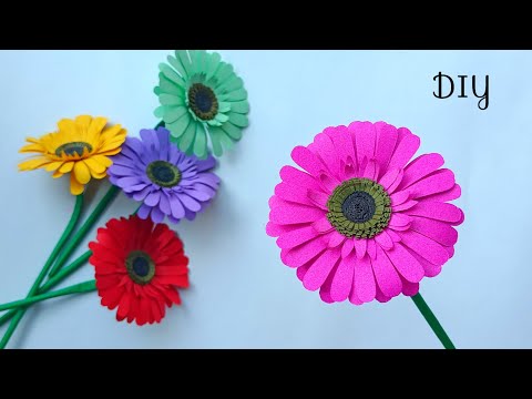 Paper Gerbera flower || Origami paper craft || How to make gerbera flower with paper