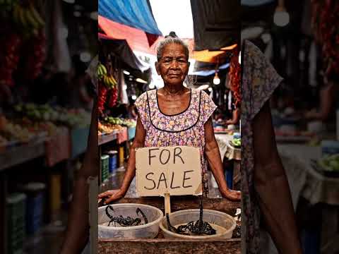old woman selling a black scorpions in a wet market in the Philippines #scorpions #wetmarket #exotic