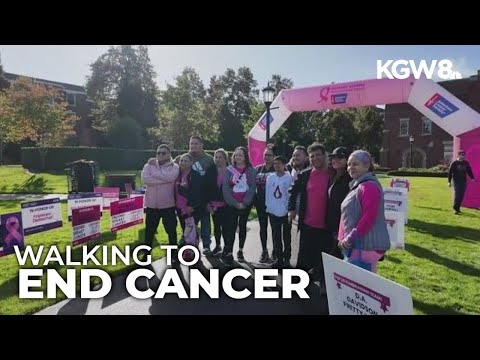 YouTube video thumbnail: Hundreds Walk at University of Portland in “Making Strides Against Breast Cancer