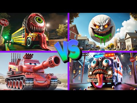 Bus Eater🆚The Lunar Moon🆚McQueen Tank🆚Ambulance Eater - Tiles Hop EDM Rush 🎶